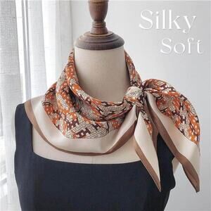 Hair Bandanas Scarf For Women Lightweight Orange Fashion Neck Silk Satin Head